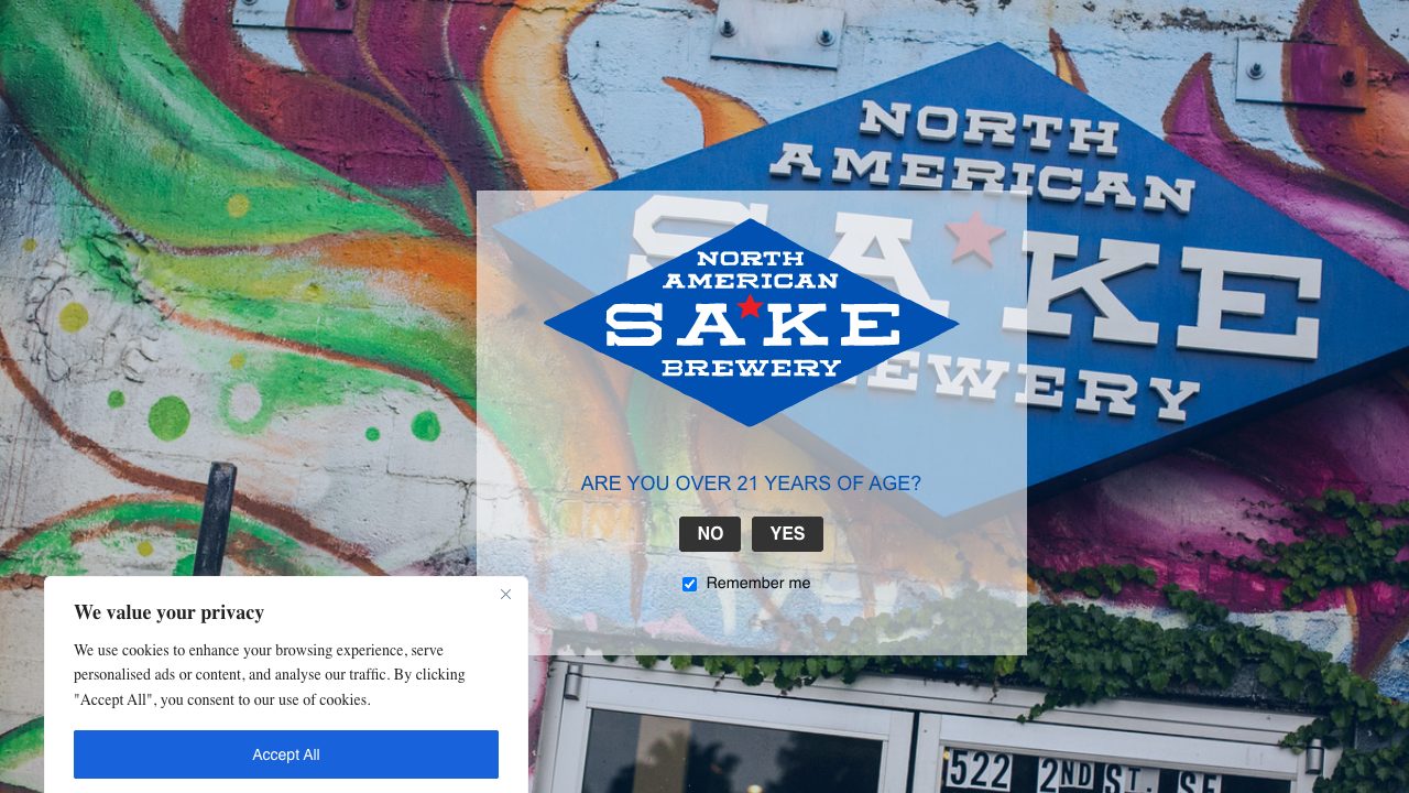 North American Sake Brewery公式サイトのスクリーンショット